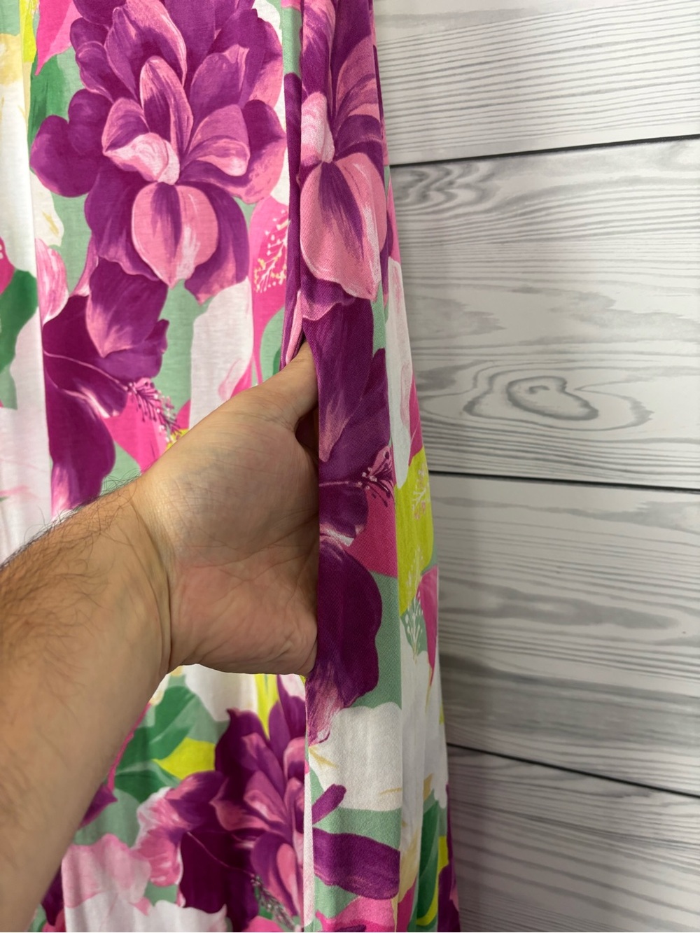 Soft Surroundings purple floral cotton/modal maxi dress size large - Picture 6 of 6